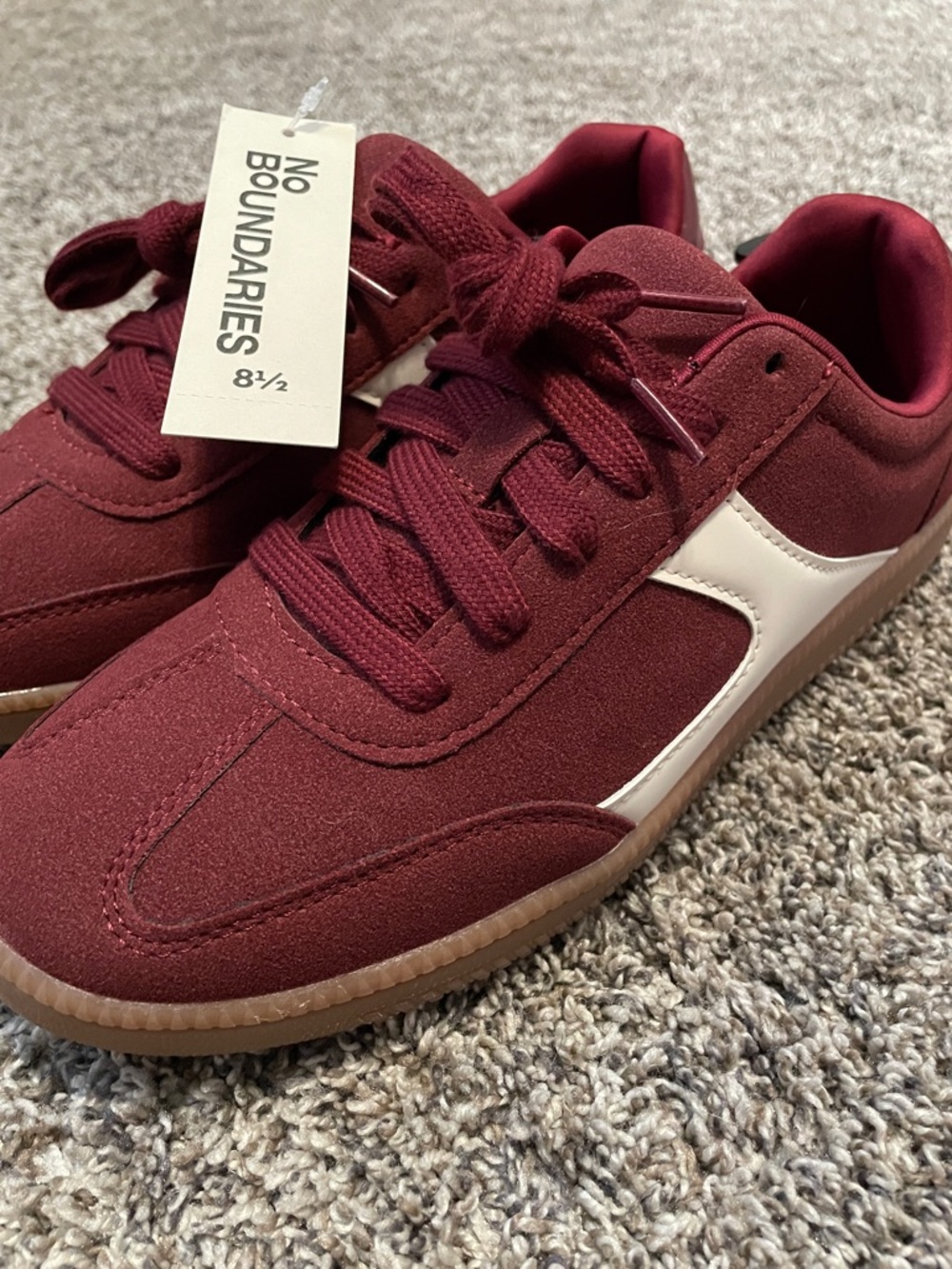 Women’s No Boundaries Maroon Burgundy Sneakers NWT